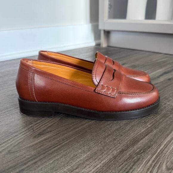 Sezane Andrea Natural Heritage Leather Penny Loafers 37...